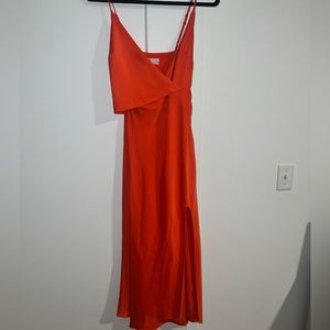 Stunning Orange Satin Midi Dress